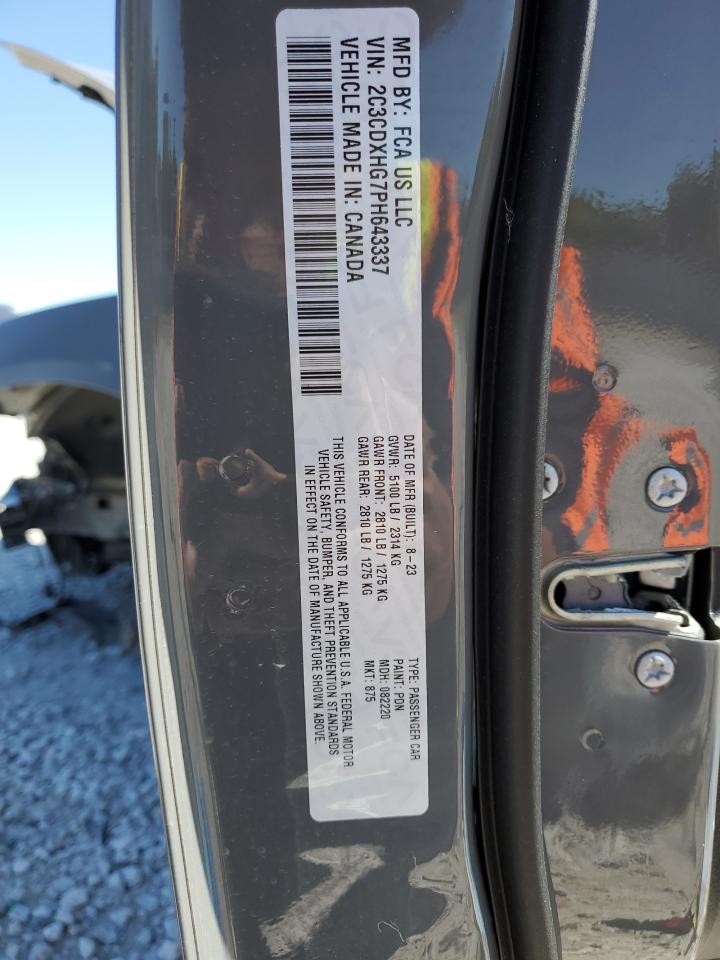 2023 DODGE CHARGER GT VIN:2C3CDXHG7PH643337