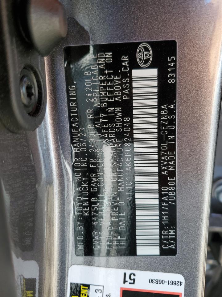 2023 TOYOTA CAMRY LE VIN:4T1C11AK6PU824048