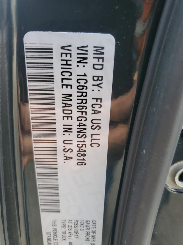 2022 RAM 1500 CLASSIC TRADESMAN VIN:1C6RR6FG4NS154816