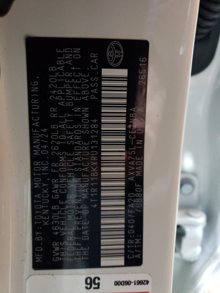 2024 TOYOTA CAMRY LE VIN:4T1R11BKXRU131284