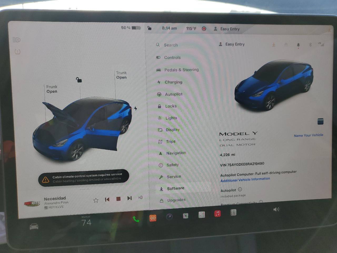 2024 TESLA MODEL Y  VIN:WP0AA2A8XNS255297