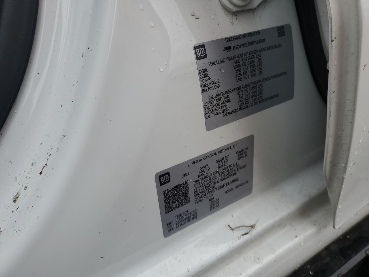 2022 CHEVROLET SILVERADO K2500 HEAVY DUTY LT VIN:1GC4YNE78NF114958