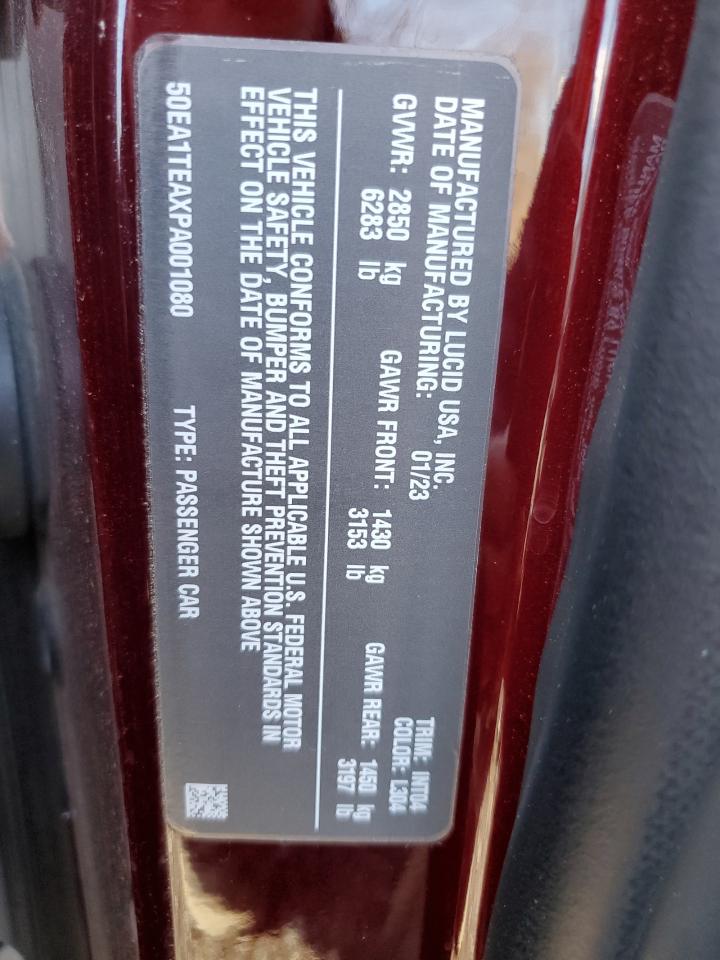 2023 LUCID MOTORS AIR TOURING VIN:50EA1TEAXPA001080