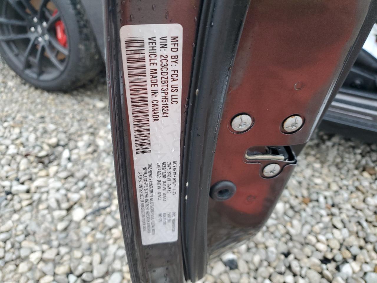 2023 DODGE CHALLENGER R/T VIN:2C3CDZBT3PH518241