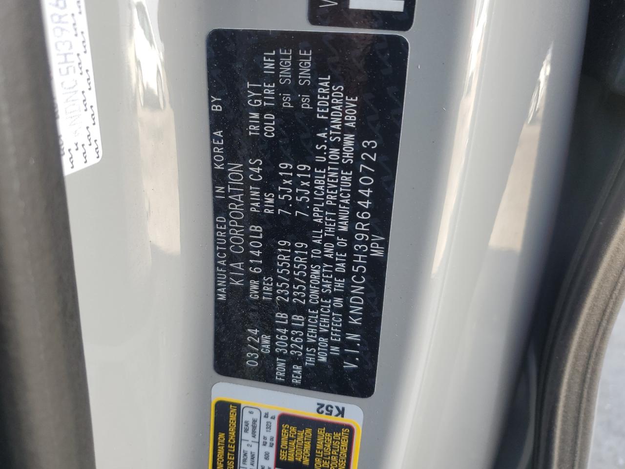 2024 KIA CARNIVAL EX VIN:KNDNC5H39R6440723