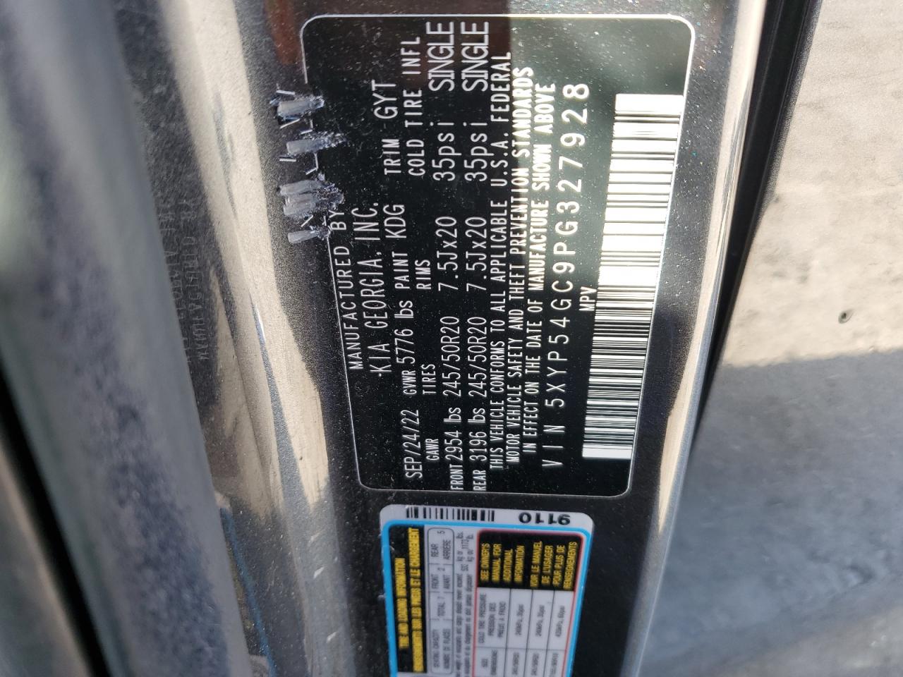 2023 KIA TELLURIDE SX VIN:5XYP54GC9PG327928