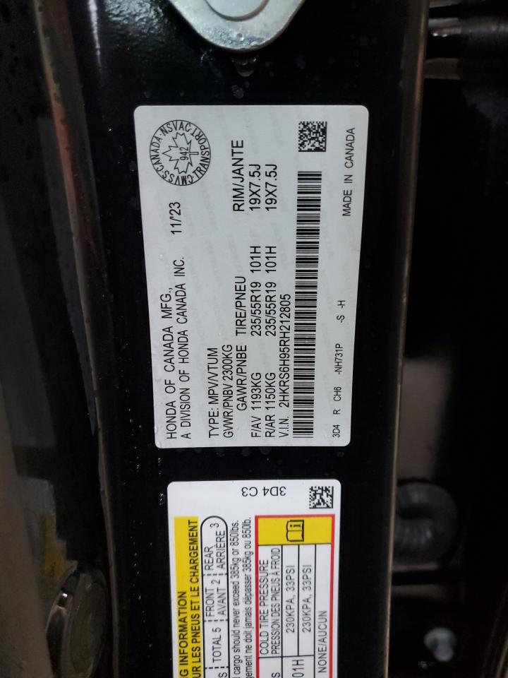 2024 HONDA CR-V SPORT TOURING VIN:2HKRS6H95RH212805