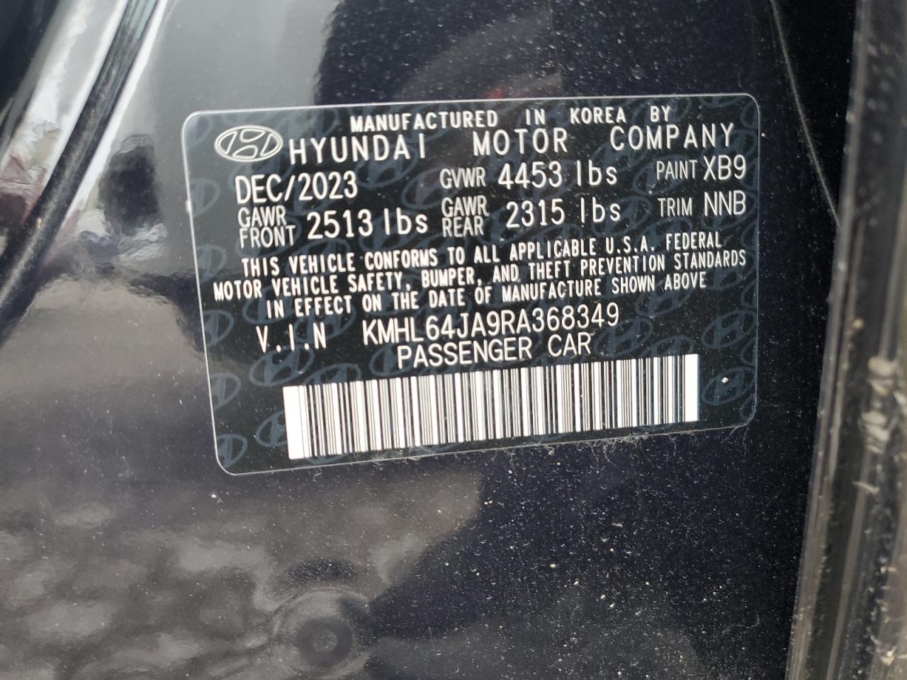 2024 HYUNDAI SONATA SEL VIN:KMHL64JA9RA368349