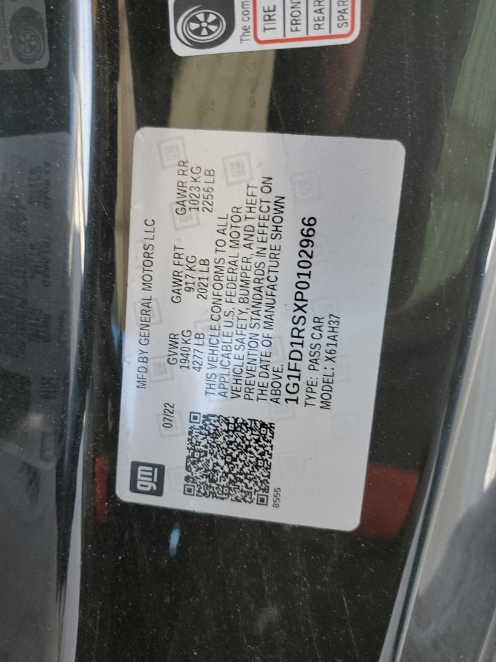 2023 CHEVROLET CAMARO LT VIN:1G1FD1RSXP0102966