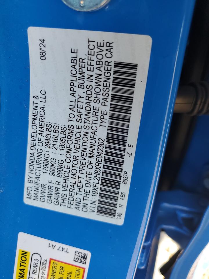 2024 HONDA CIVIC SPORT VIN:19XFL2H8XRE042302