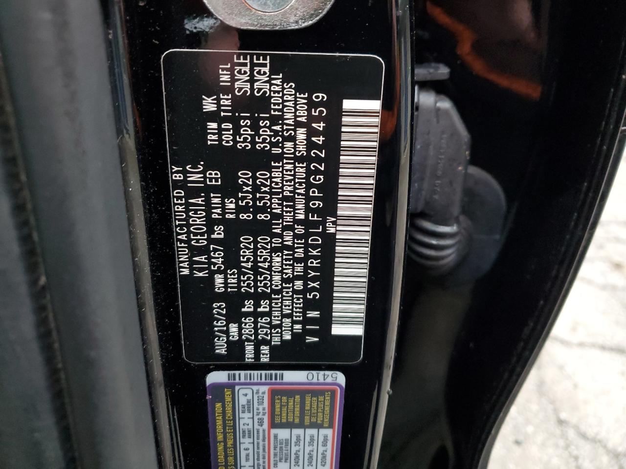 2023 KIA SORENTO SX VIN:5XYRKDLF9PG224459