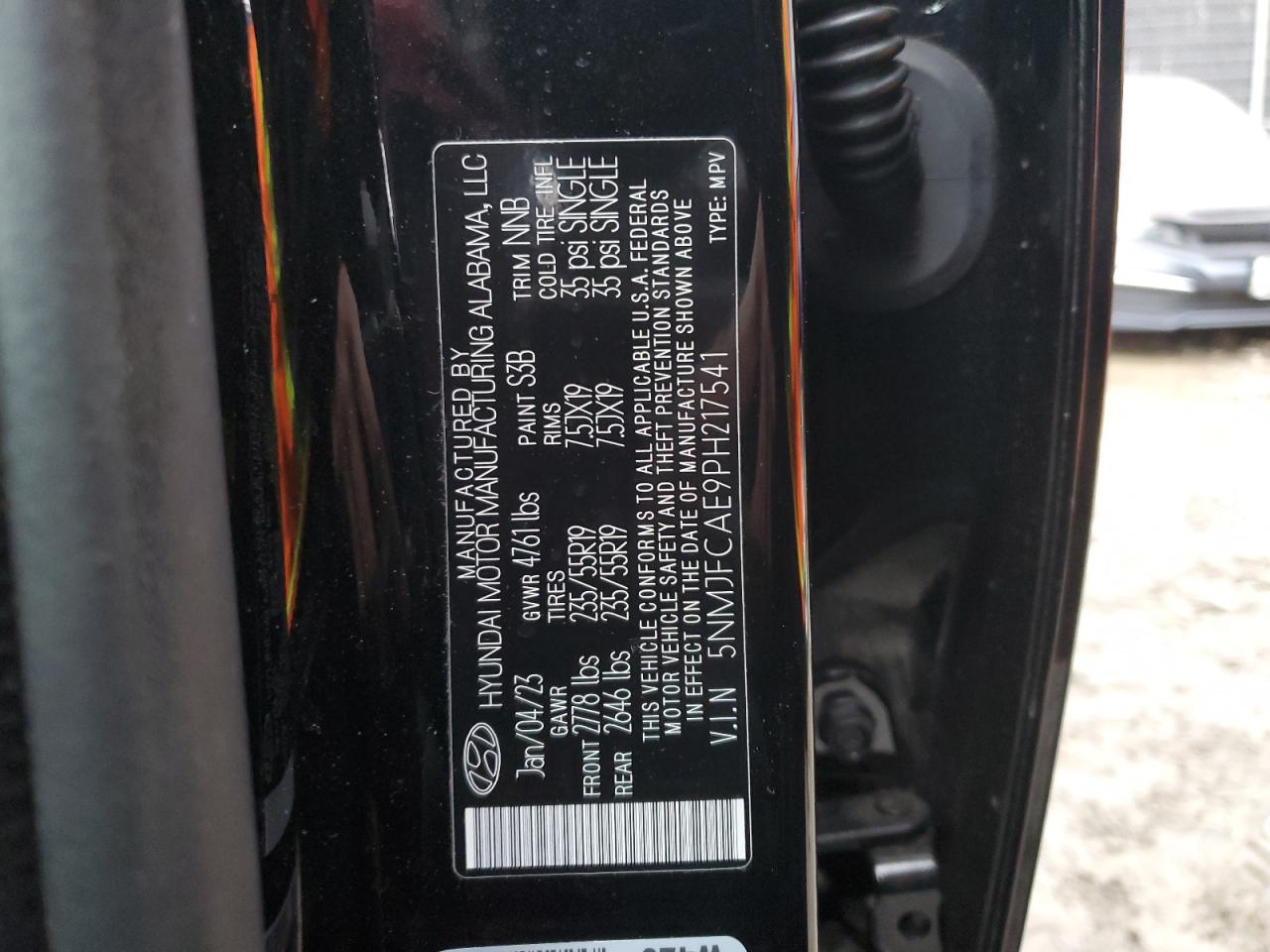 2023 HYUNDAI TUCSON SEL VIN:5NMJFCAE9PH217541