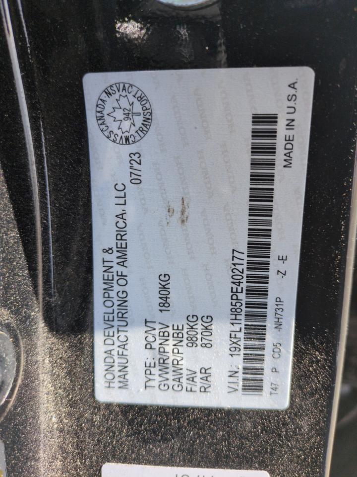 2023 HONDA CIVIC SPORT TOURING VIN:19XFL1H85PE402177