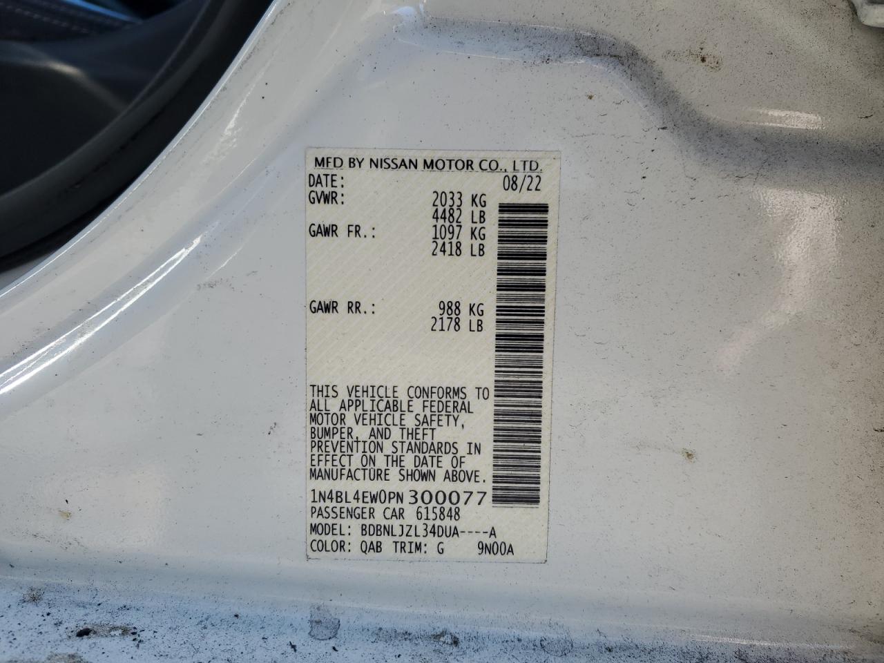2023 NISSAN ALTIMA SL VIN:1N4BL4EW0PN300077