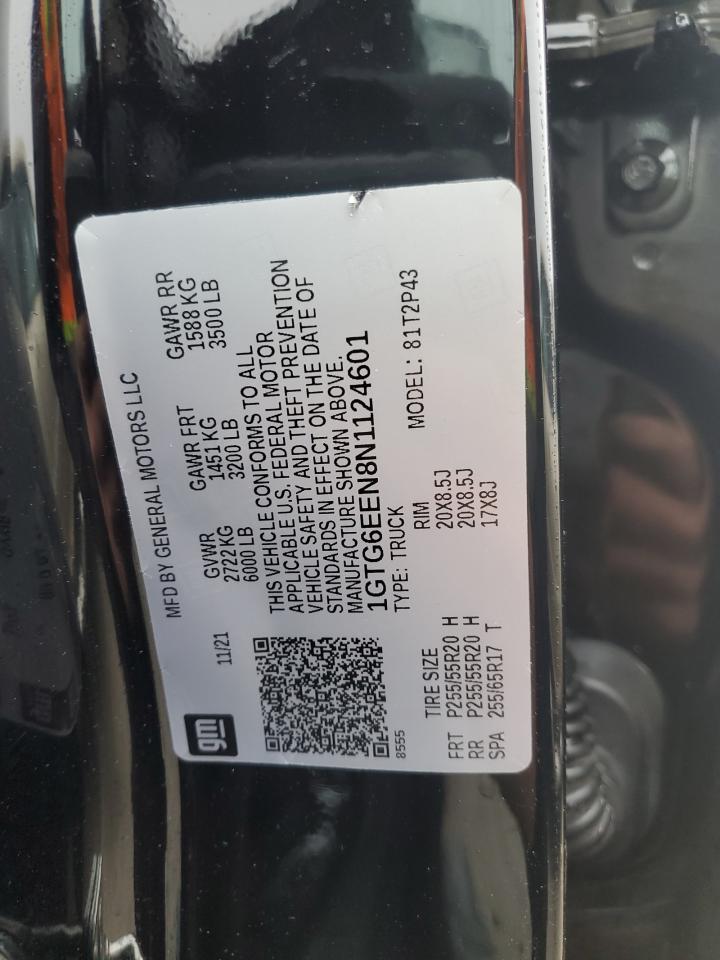 2022 GMC CANYON DENALI VIN:1GTG6EEN8N1124601