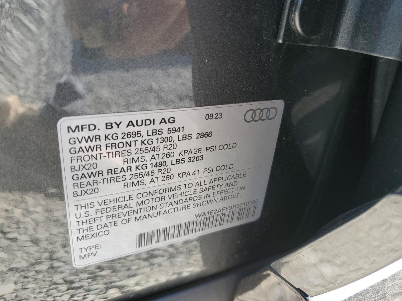 2024 AUDI Q5 E PREMIUM PLUS 55 VIN:WA1E2AFY9R2010766