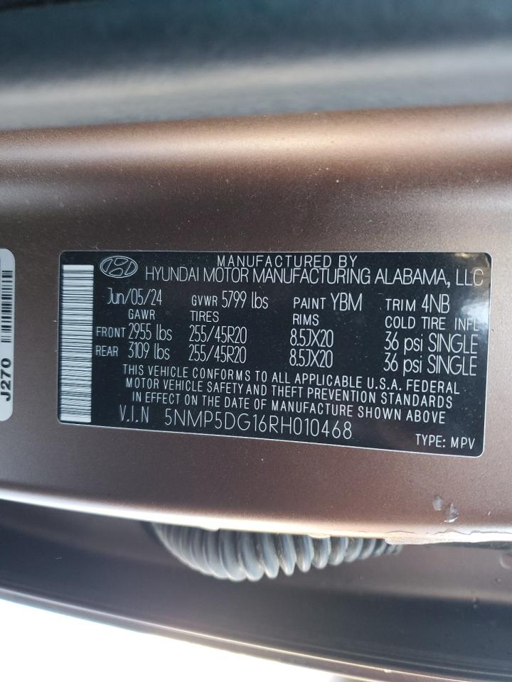 2024 HYUNDAI SANTA FE CALLIGRAPHY VIN:5NMP5DG16RH010468