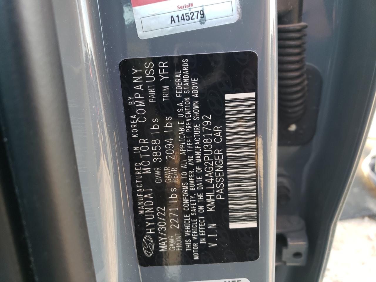 2023 HYUNDAI ELANTRA SE VIN:KMHLL4AG2PU381792