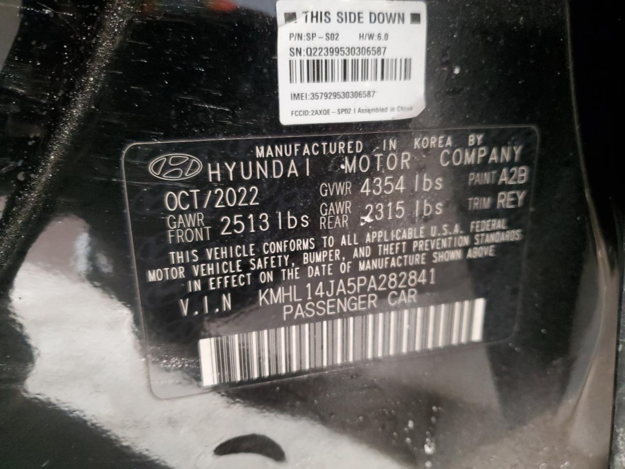 2023 HYUNDAI SONATA SEL VIN:KMHL14JA5PA282841