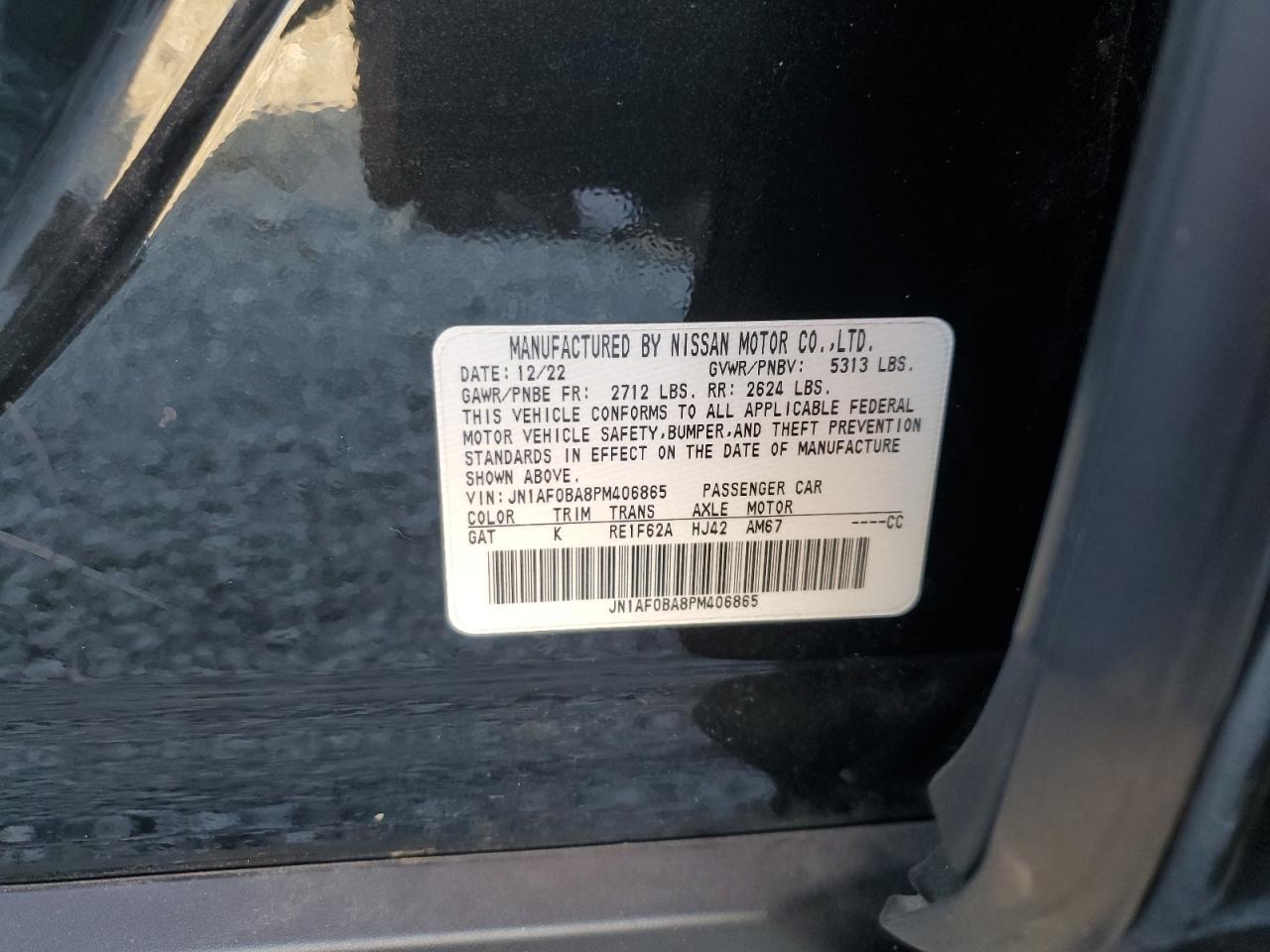 2023 NISSAN ARIYA ENGAGE VIN:JN1AF0BA8PM406865