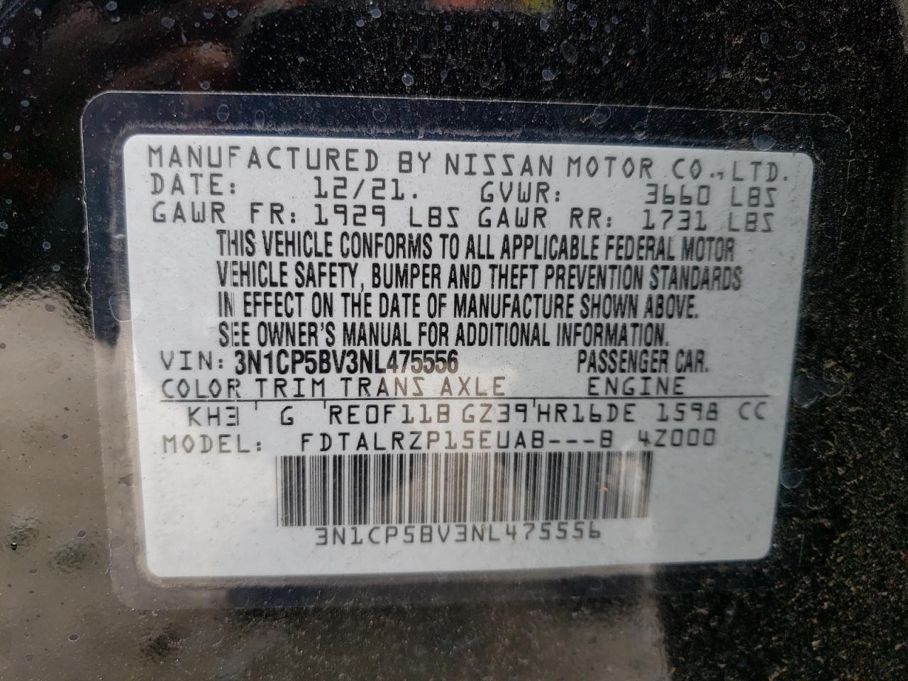 2022 NISSAN KICKS S VIN:3N1CP5BV3NL475556