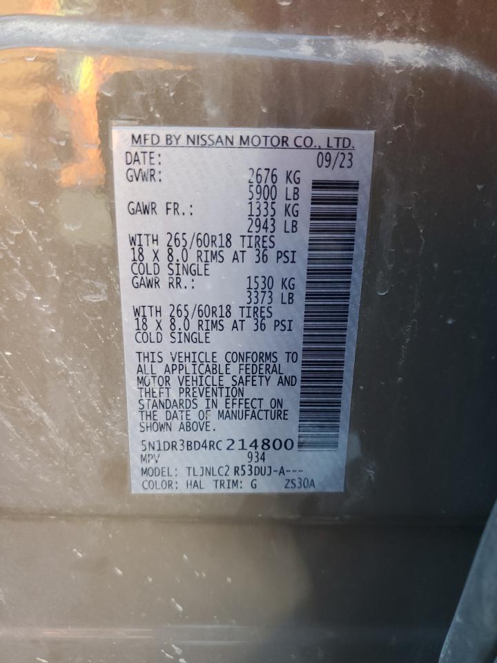 2024 NISSAN PATHFINDER ROCK CREEK VIN:5N1DR3BD4RC214800