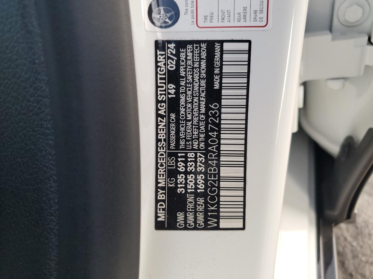 2024 MERCEDES-BENZ EQS SEDAN 450 4MATIC VIN:W1KCG2EB4RA047236