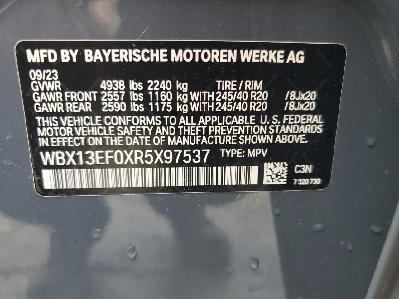 2024 BMW X1 M35I VIN:WBX13EF0XR5X97537
