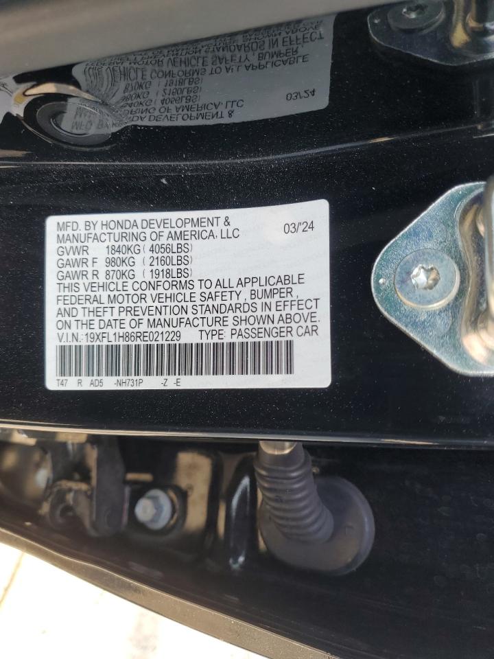 2024 HONDA CIVIC SPORT TOURING VIN:19XFL1H86RE021229