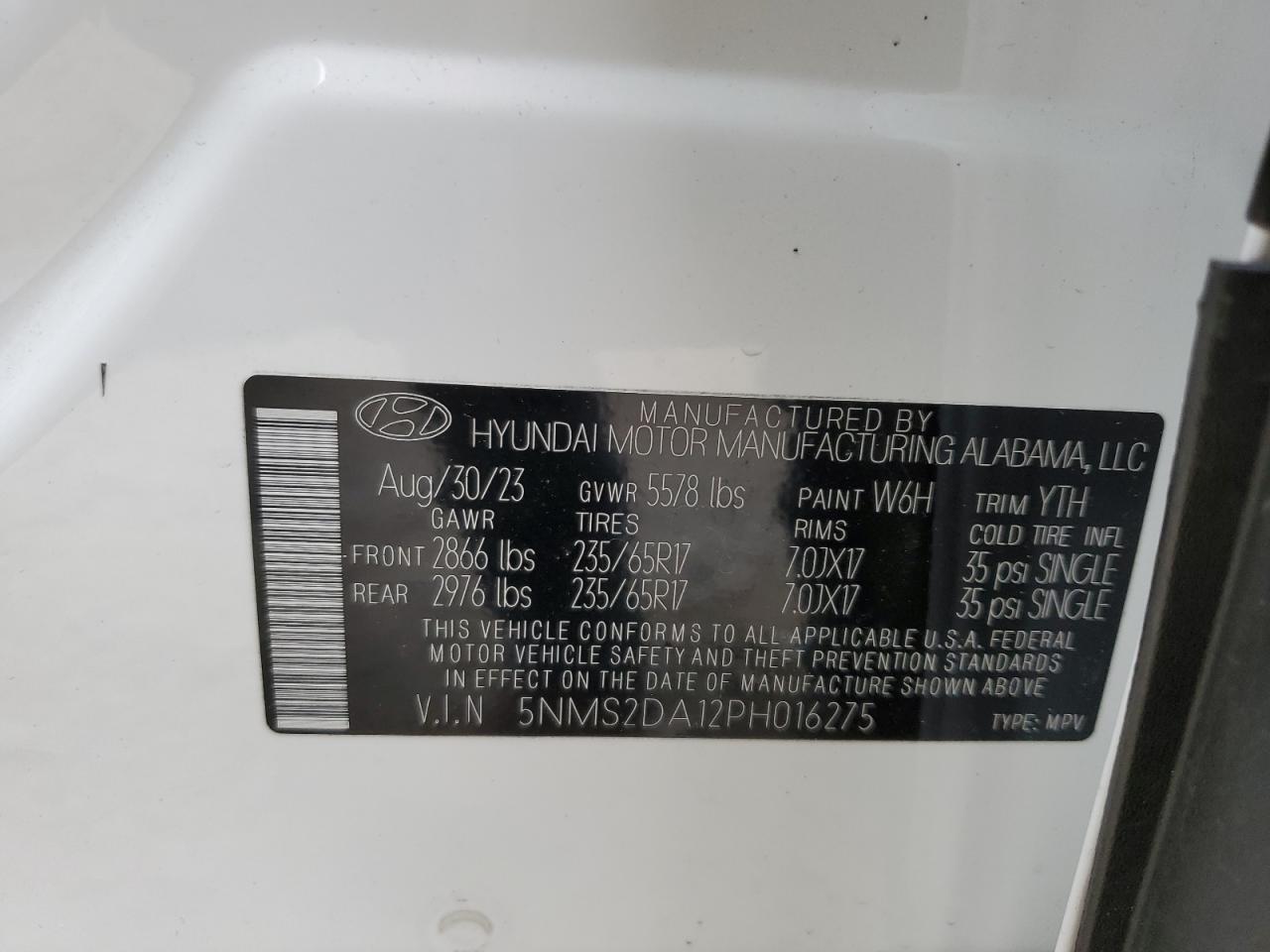 2023 HYUNDAI SANTA FE BLUE VIN:5NMS2DA12PH016275