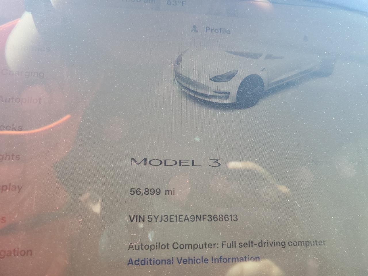 2022 TESLA MODEL 3  VIN:5YJ3E1EA9NF368613