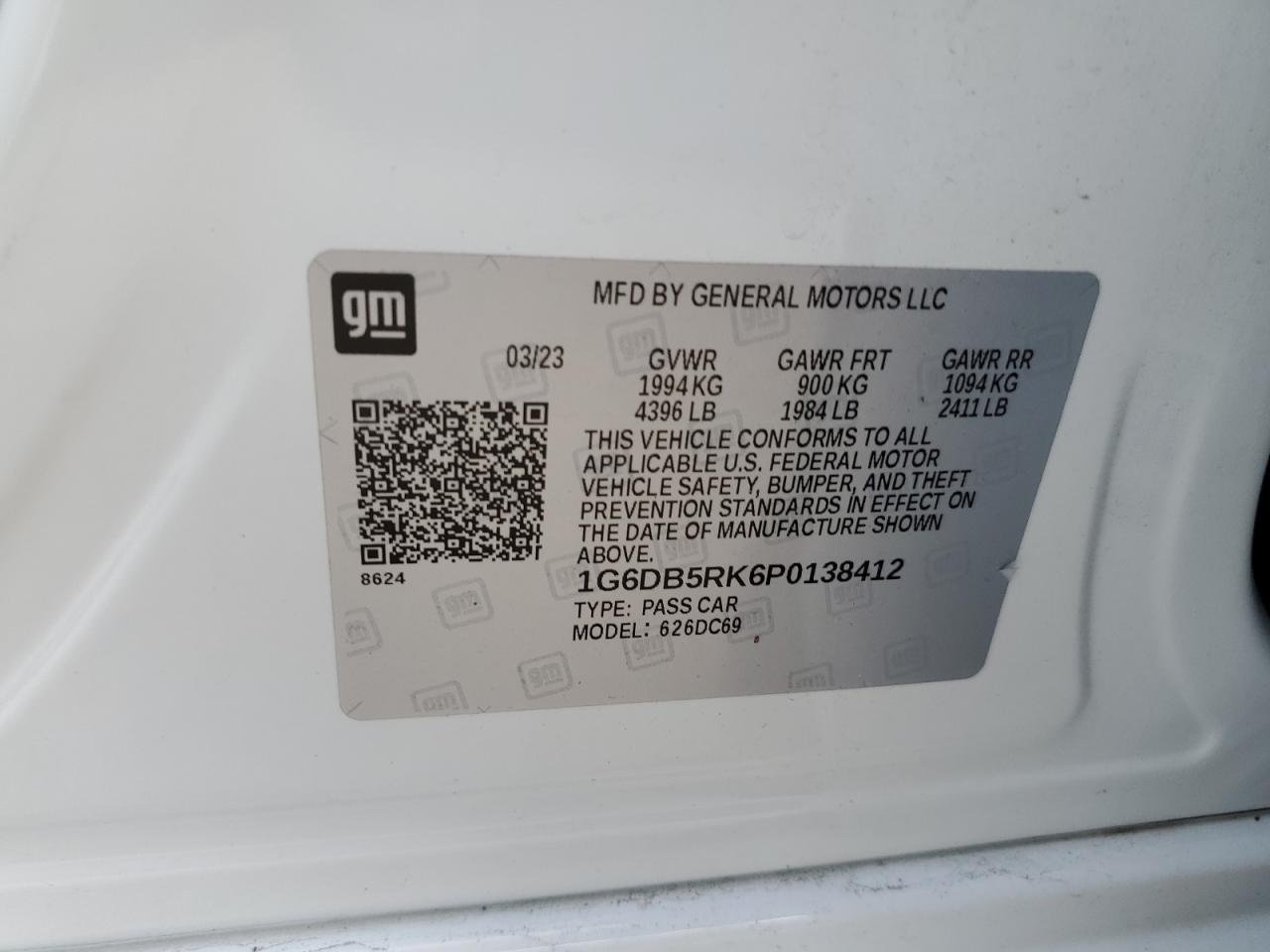 2023 CADILLAC CT4 PREMIUM LUXURY VIN:1G6DB5RK6P0138412