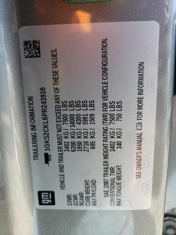 2023 GMC YUKON AT4 VIN:1GKS2CKL6PR243916