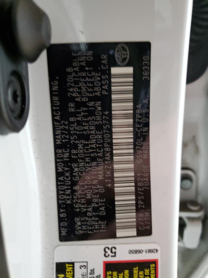 2023 TOYOTA CAMRY TRD VIN:4T1KZ1AK8PU075774