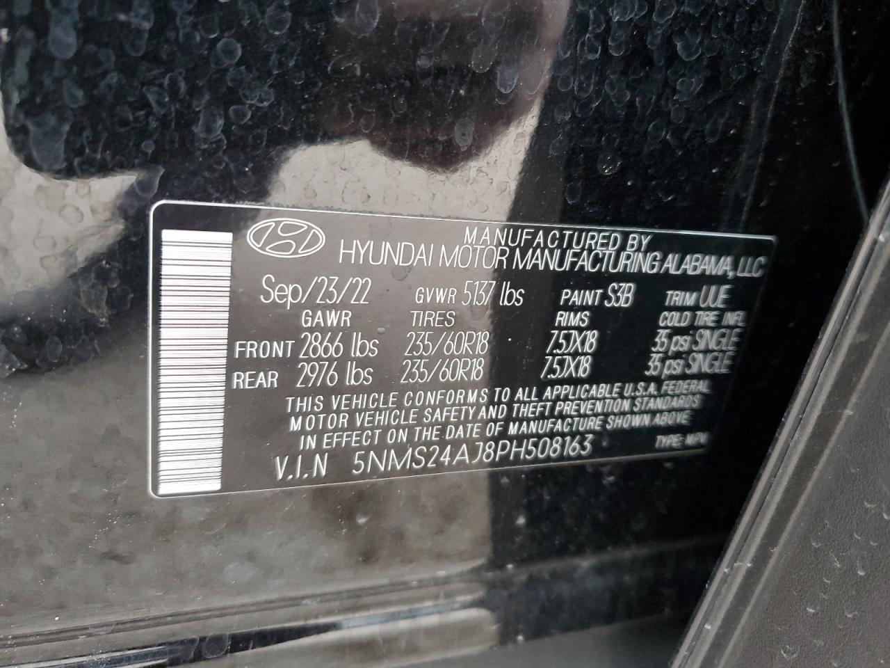 2023 HYUNDAI SANTA FE SEL VIN:JF2SJAKC9GH516874