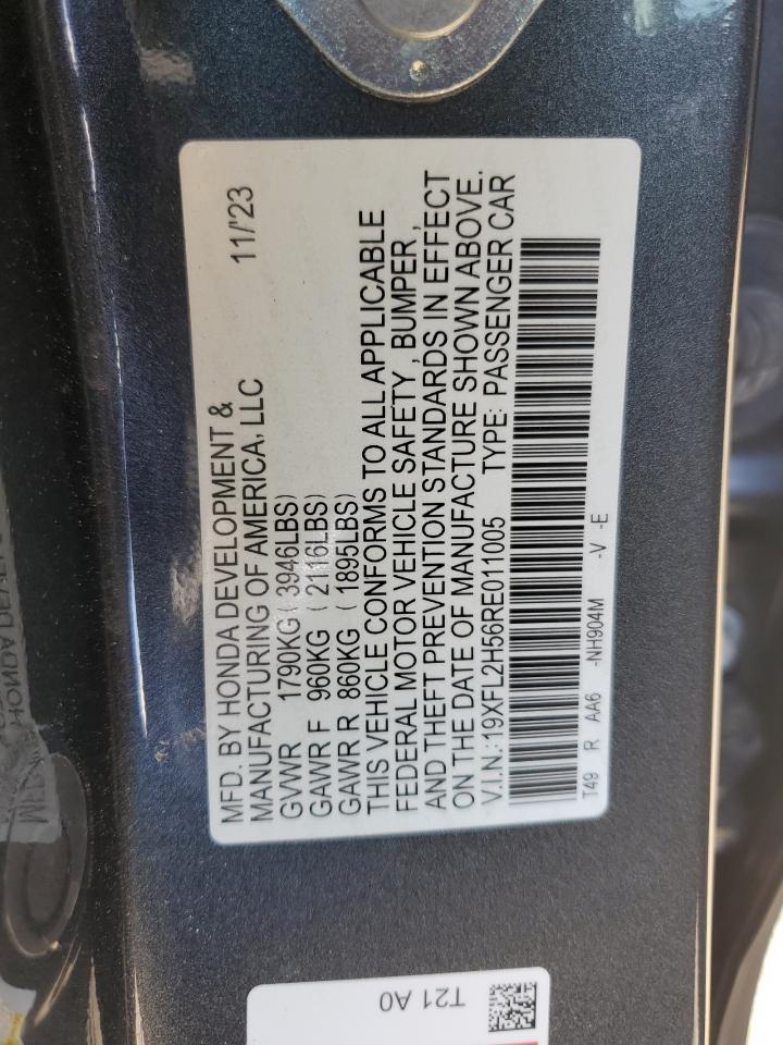 2024 HONDA CIVIC LX VIN:19XFL2H56RE011005