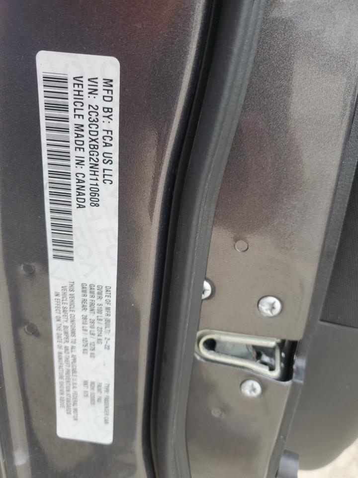 2022 DODGE CHARGER SXT VIN:2C3CDXBG2NH110608