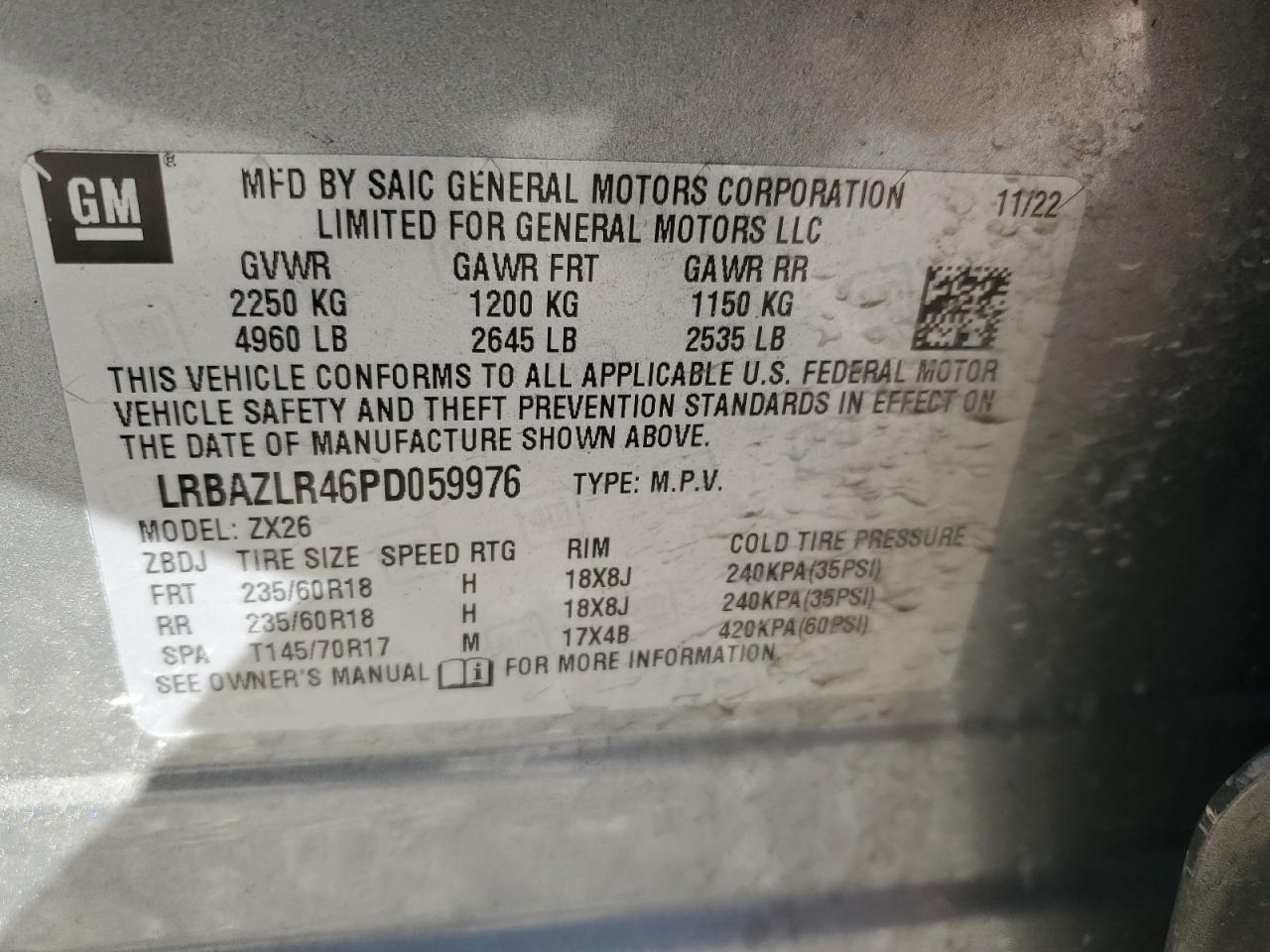 2023 BUICK ENVISION PREFERRED VIN:5XYZH4AG8CG150925