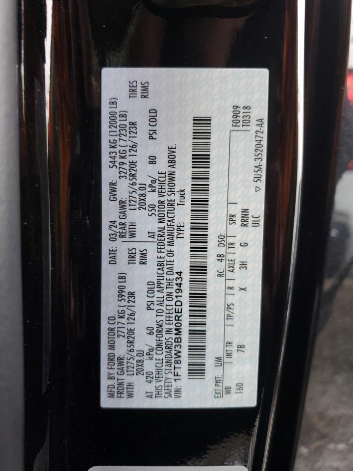 2024 FORD F350 SUPER DUTY VIN:1FT8W3BM0RED19434