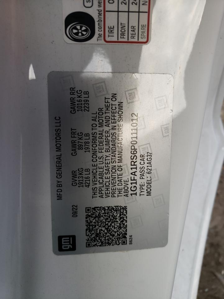 2023 CHEVROLET CAMARO LS VIN:1G1FA1RS6P0111012