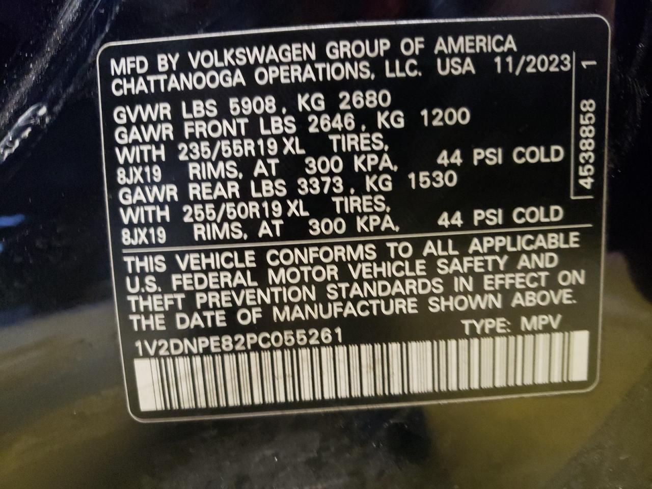 2023 VOLKSWAGEN ID.4 PRO VIN:1V2DNPE82PC055261