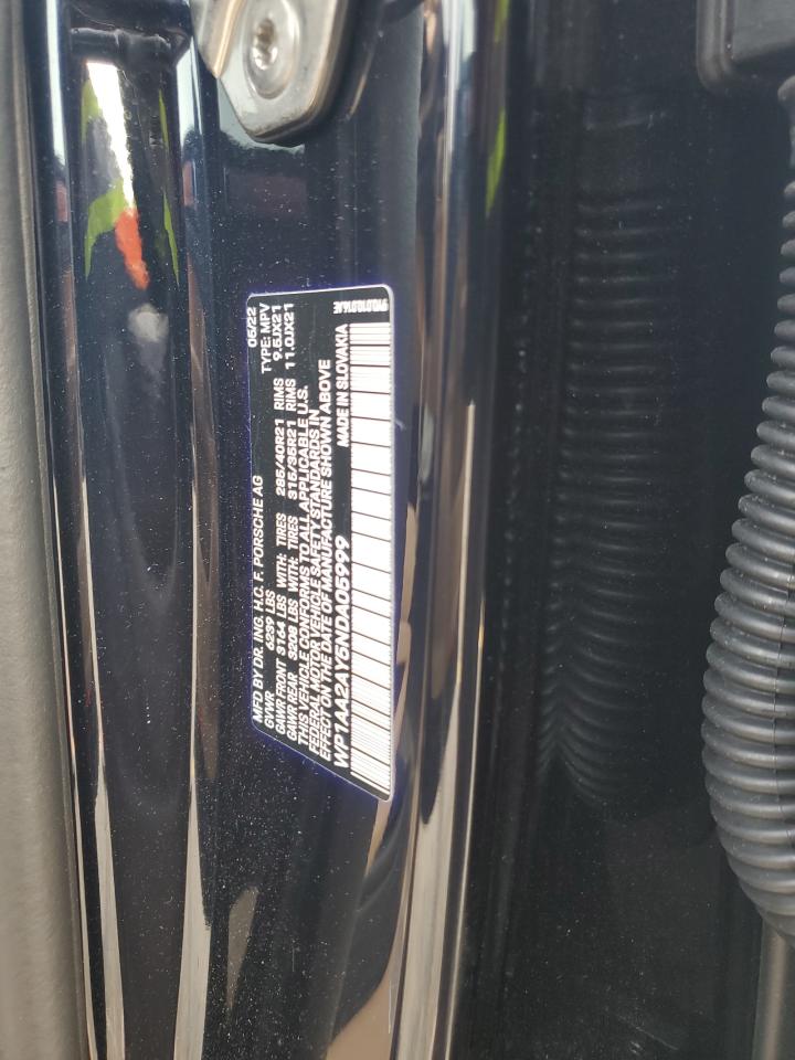 2022 PORSCHE CAYENNE  VIN:WP1AA2AY5NDA05999