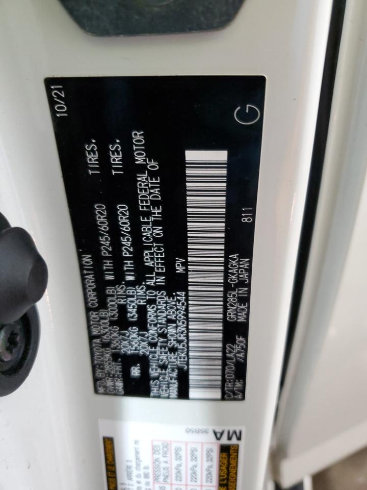 2022 TOYOTA 4RUNNER LIMITED VIN:JTEKU5JR3N5994544