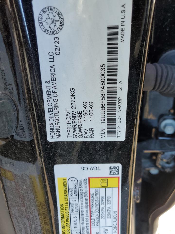 2023 ACURA TLX A-SPEC VIN:19UUB6F58PA800035