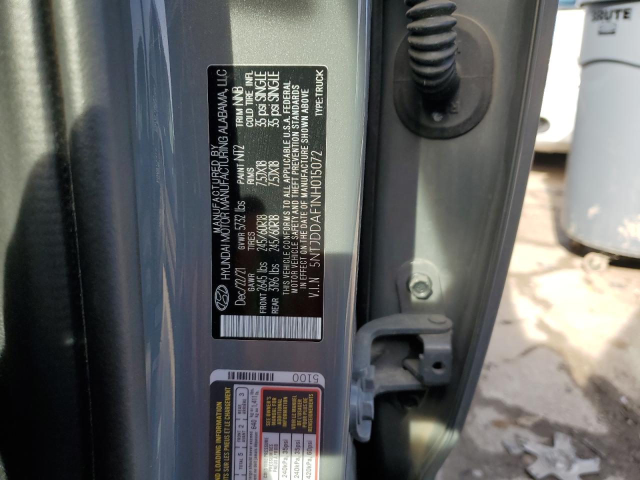 2022 HYUNDAI SANTA CRUZ SEL PREMIUM VIN:5NTJDDAF1NH015072