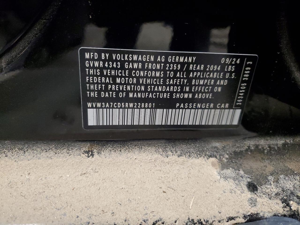 2024 VOLKSWAGEN GTI SE VIN:WVW3A7CD5RW228801