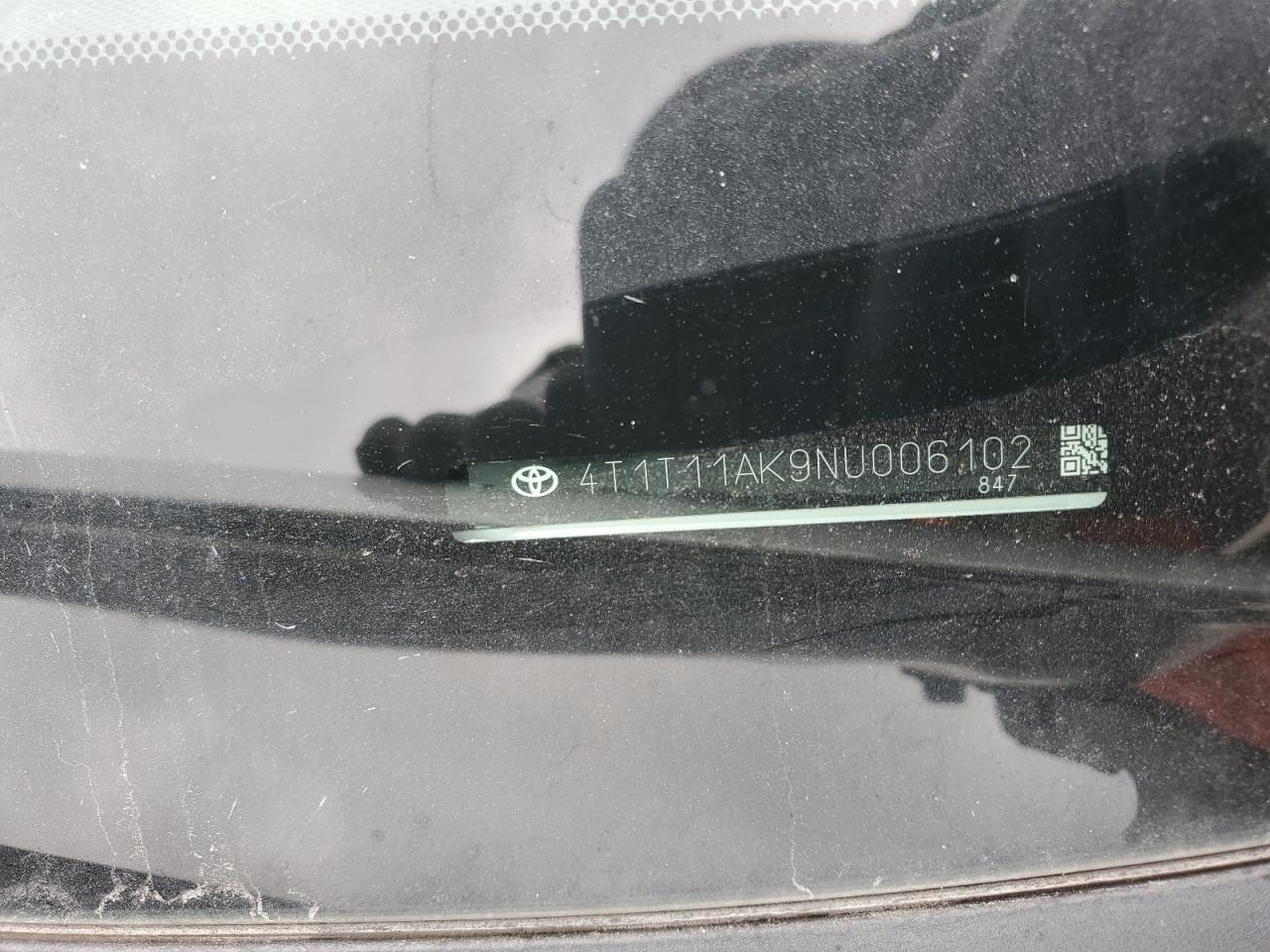 2022 TOYOTA CAMRY SE VIN:4T1T11AK9NU006102