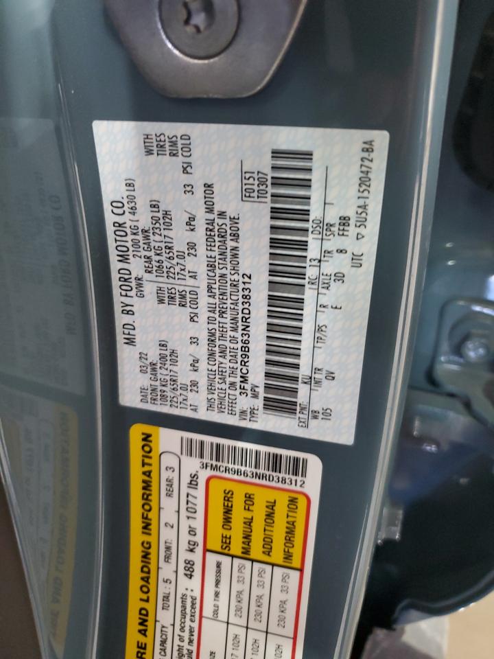 2022 FORD BRONCO SPORT BIG BEND VIN:3FMCR9B63NRD38312