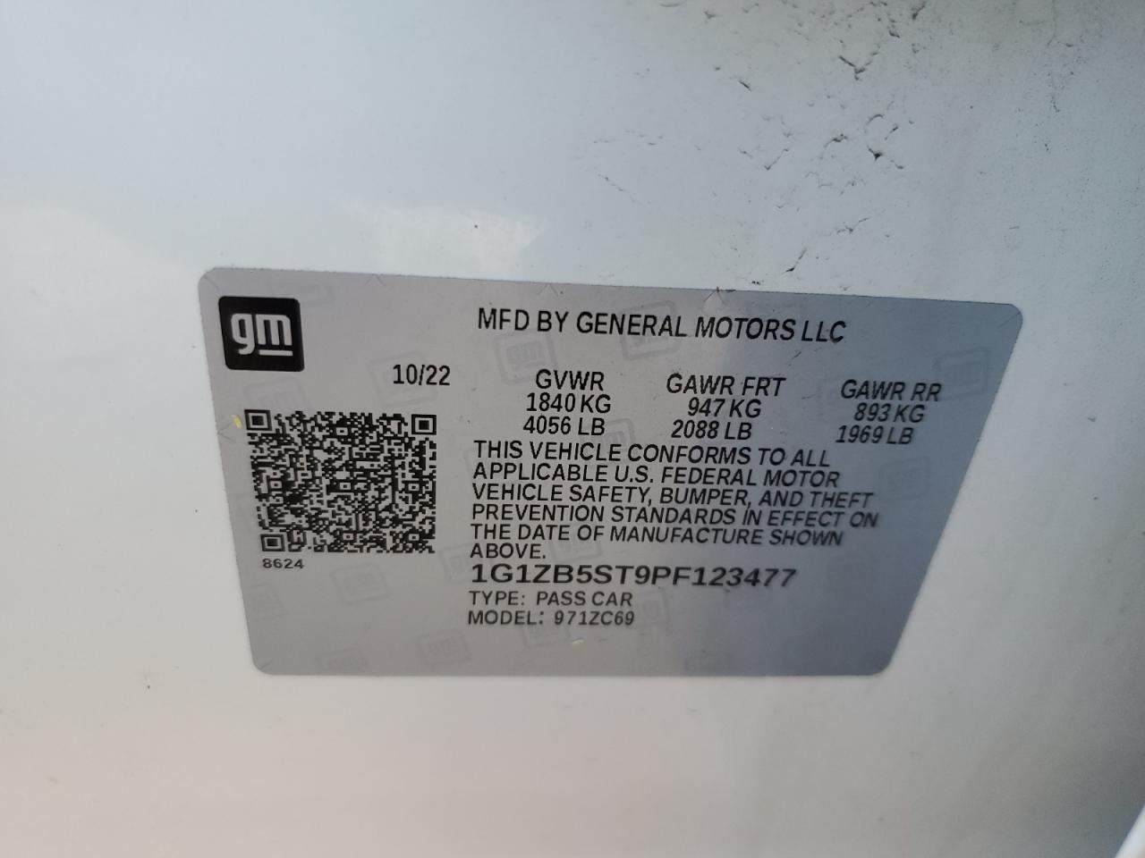 2023 CHEVROLET MALIBU LS VIN:1G1ZB5ST9PF123477