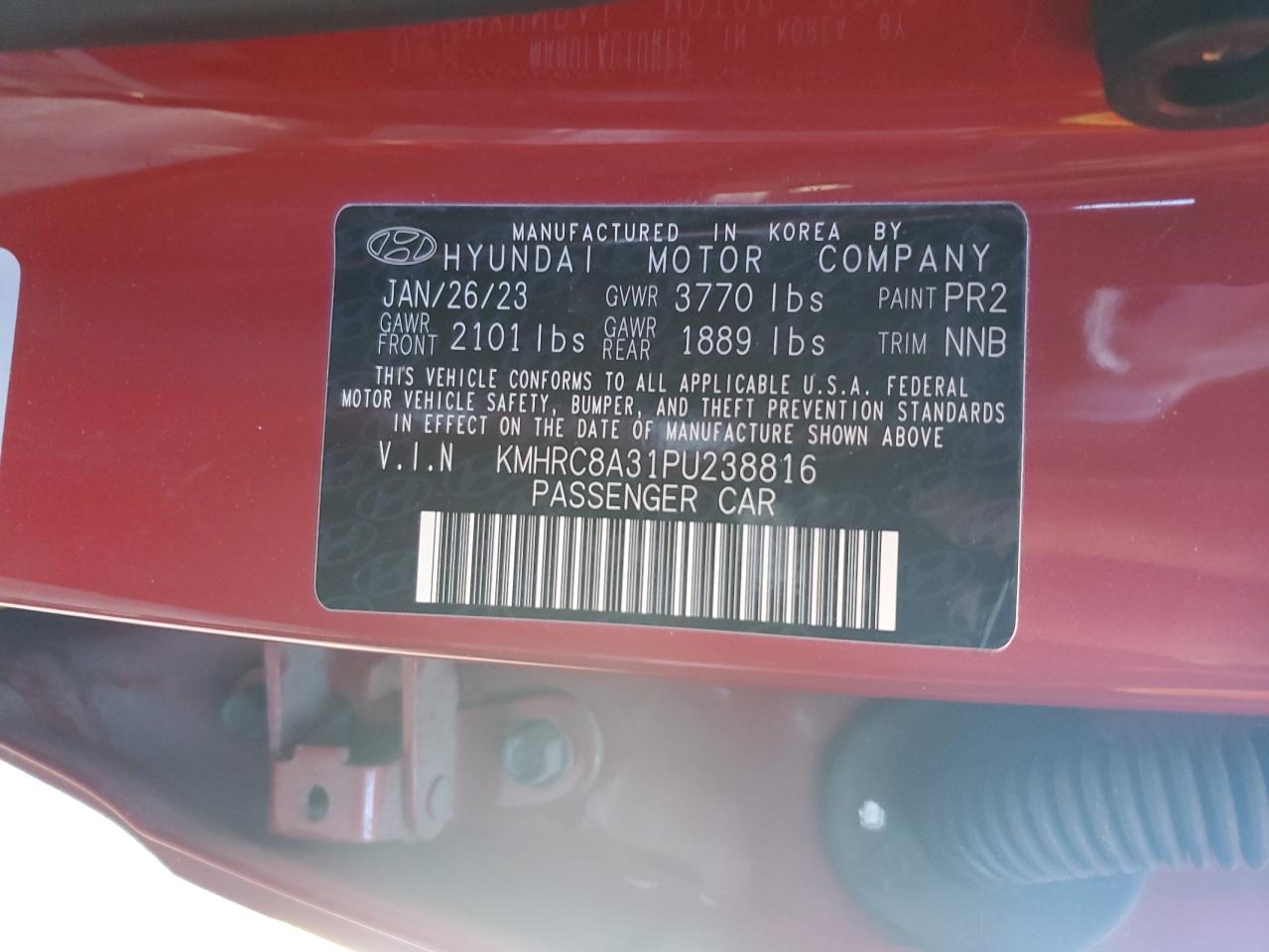 2023 HYUNDAI VENUE SEL VIN:KMHRC8A31PU238816